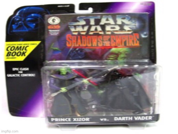 Star Wars Shadows Of The Empire Prince Xizor vs. Darth Vader action figures :) | image tagged in star wars,darth vader | made w/ Imgflip meme maker