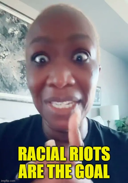 Race Riots are the goal of Joy Reid | RACIAL RIOTS
ARE THE GOAL | image tagged in riots,racism,patriarchy,msnbc,fake news,joy | made w/ Imgflip meme maker