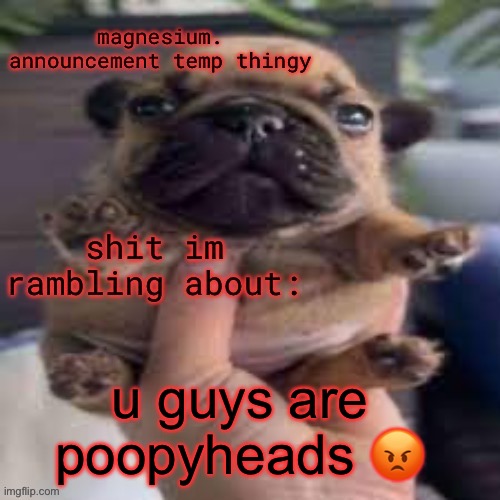 pug temp | u guys are poopyheads 😡😡 | image tagged in pug temp | made w/ Imgflip meme maker