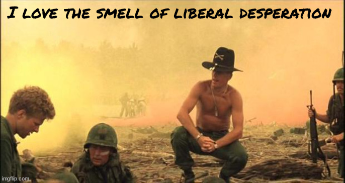 Desperation | I love the smell of liberal desperation | image tagged in i love the smell of napalm in the morning | made w/ Imgflip meme maker