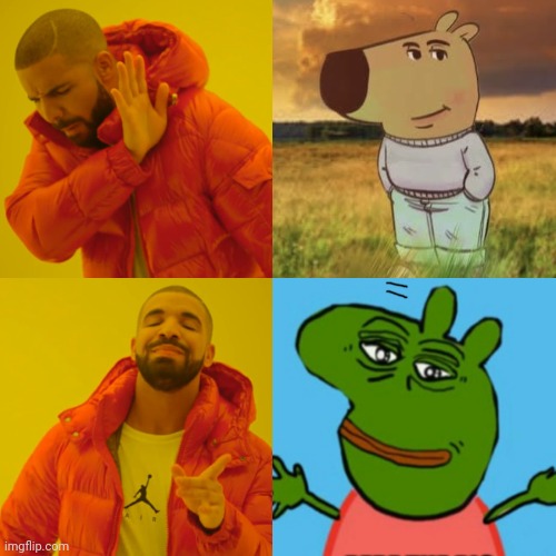 Drake Hotline Bling | image tagged in memes,drake hotline bling,pepe the frog,peppa pig | made w/ Imgflip meme maker