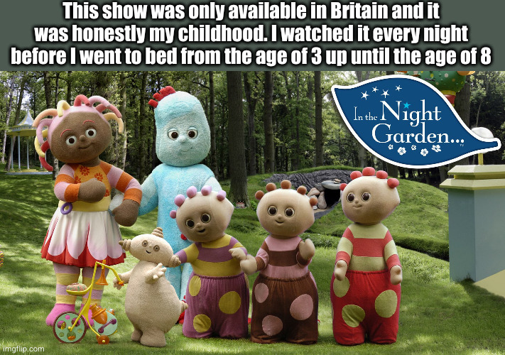 This show was only available in Britain and it was honestly my childhood. I watched it every night before I went to bed from the age of 3 up until the age of 8 | made w/ Imgflip meme maker