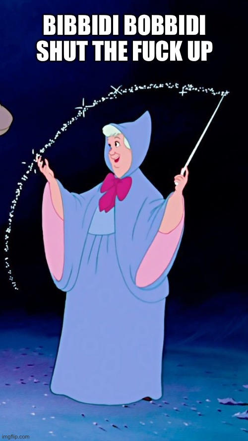 Bibbidi bobbidi shut the fuck up | BIBBIDI BOBBIDI SHUT THE FUCK UP | image tagged in fairy godmother | made w/ Imgflip meme maker