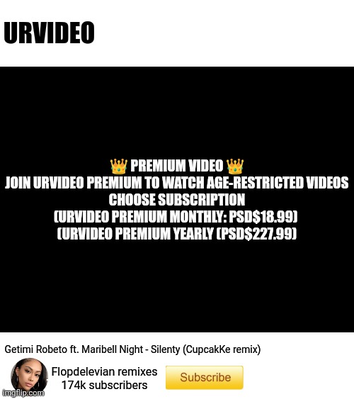 You can't watch age restricted videos in the Periodic States unless you pay the subscription fee... How greedy! | URVIDEO; 👑 PREMIUM VIDEO 👑
JOIN URVIDEO PREMIUM TO WATCH AGE-RESTRICTED VIDEOS
CHOOSE SUBSCRIPTION

(URVIDEO PREMIUM MONTHLY: PSD$18.99) 
(URVIDEO PREMIUM YEARLY (PSD$227.99); Getimi Robeto ft. Maribell Night - Silenty (CupcakKe remix); Flopdelevian remixes
174k subscribers | image tagged in greedy,memes,urvideo,age restricted,paywall | made w/ Imgflip meme maker