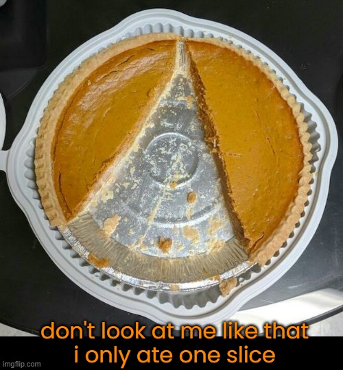 Punkin Pie | don't look at me like that
i only ate one slice | image tagged in funny memes,happy thanksgiving,pumpkin pie | made w/ Imgflip meme maker