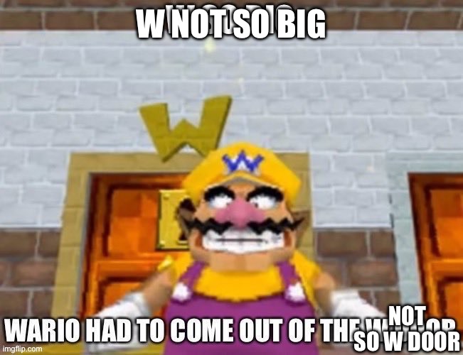 W so big Wario | W NOT SO BIG NOT SO W DOOR | image tagged in w so big wario | made w/ Imgflip meme maker