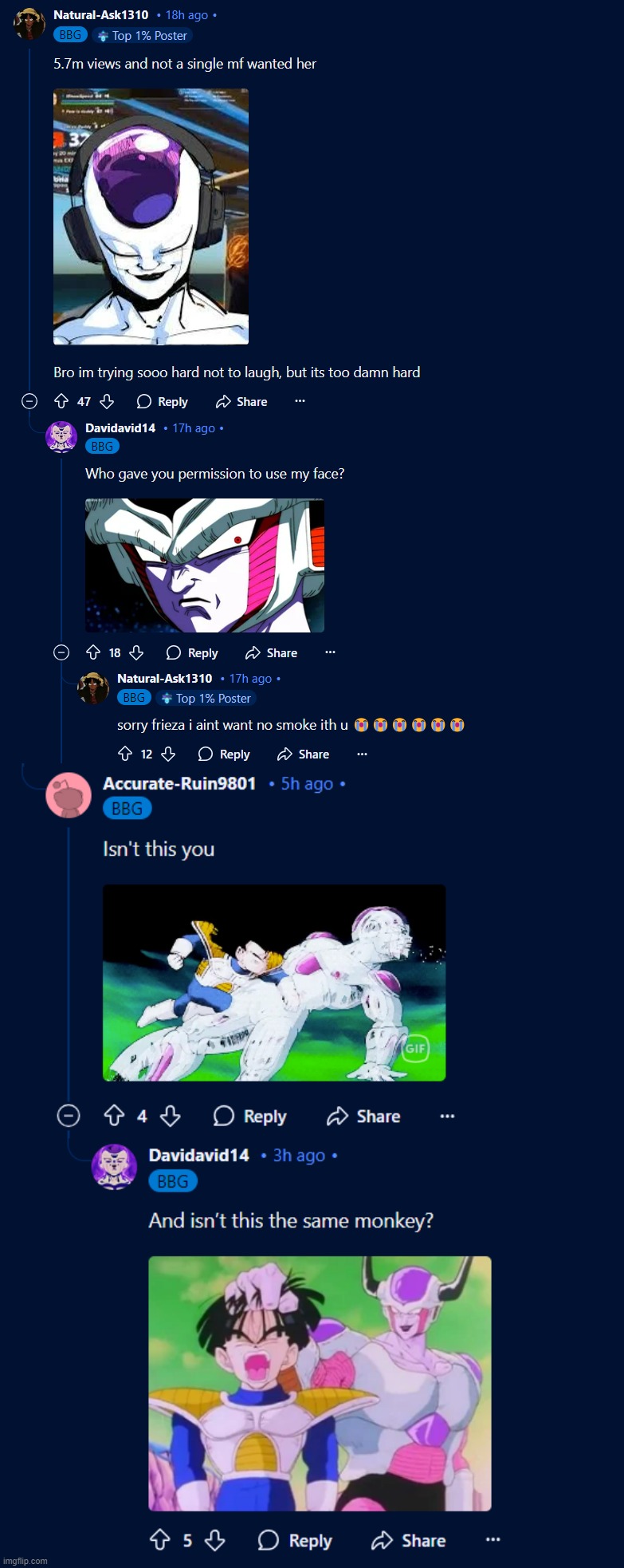 frieza on reddit is wild | made w/ Imgflip meme maker