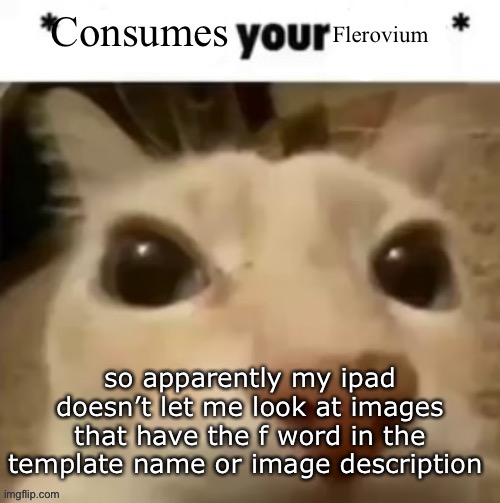 weird. | so apparently my ipad doesn’t let me look at images that have the f word in the template name or image description | image tagged in yakko consumes your flerovium | made w/ Imgflip meme maker