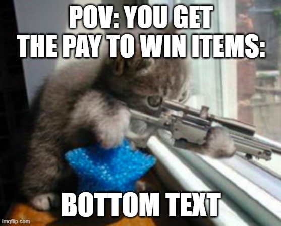 POV: YOU GET THE PAY TO WIN ITEMS:; BOTTOM TEXT | made w/ Imgflip meme maker