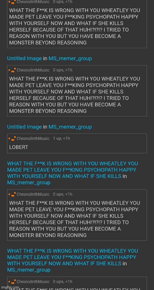 LOBERT! WHAT THE F**K IS WRONG WITH YOU WHEATLEY YOU MADE PET LEAVE YOU F**KING PSYCHOPATH HAPPY WITH YOURSELF NOW AND WHAT IF S | made w/ Imgflip meme maker