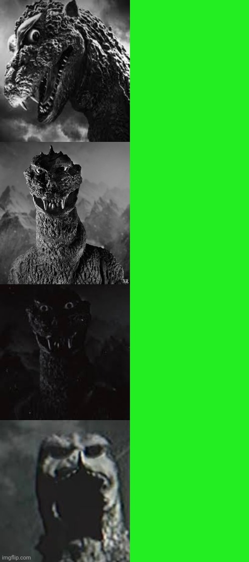 Gojira Becames Uncanny (Edit vers) | image tagged in godzilla,man in the suit | made w/ Imgflip meme maker