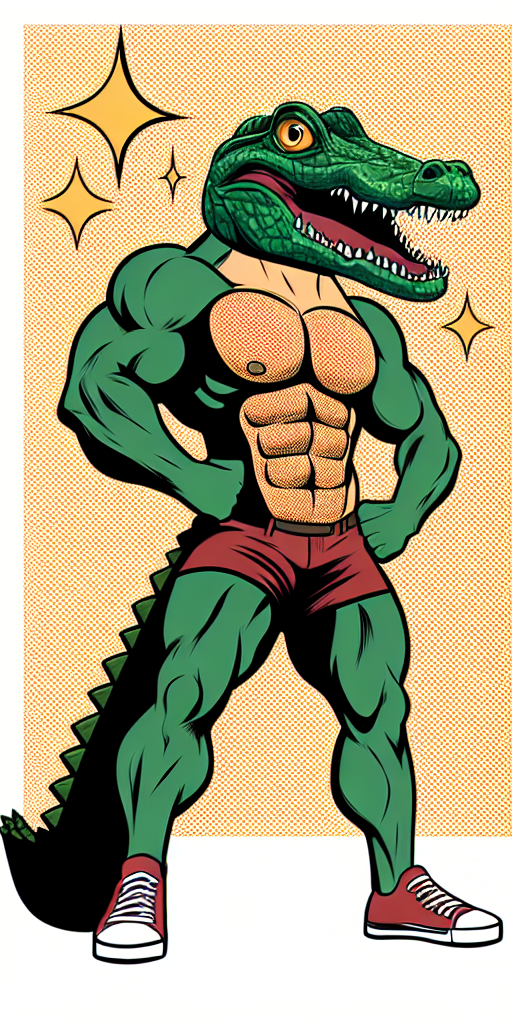 buff man and crocidille combined Blank Meme Template