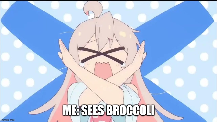 Hehehhe | ME: SEES BROCCOLI | image tagged in plz no | made w/ Imgflip meme maker