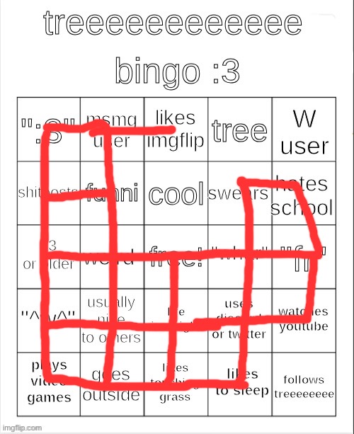 treeeeeeeeee bingo :3 | image tagged in treeeeeeeeee bingo 3 | made w/ Imgflip meme maker