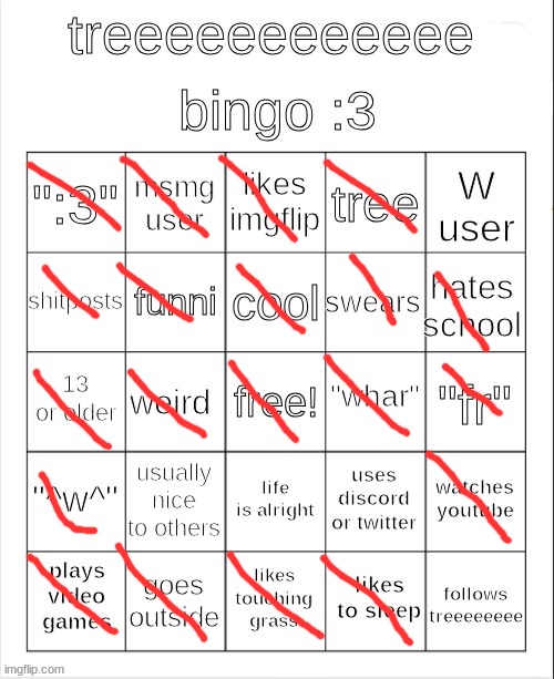 treeeeeeeeee bingo :3 | image tagged in treeeeeeeeee bingo 3 | made w/ Imgflip meme maker