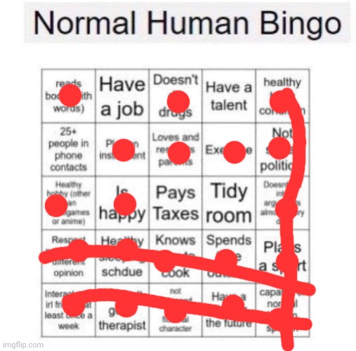 Normal human bingo | image tagged in normal human bingo | made w/ Imgflip meme maker