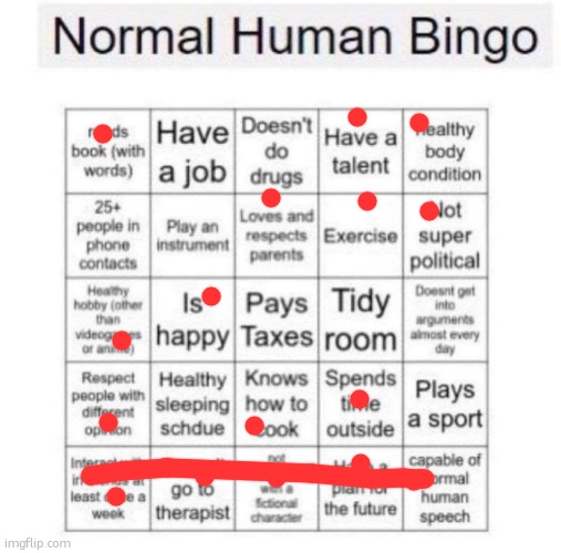 Normal human bingo | image tagged in normal human bingo | made w/ Imgflip meme maker