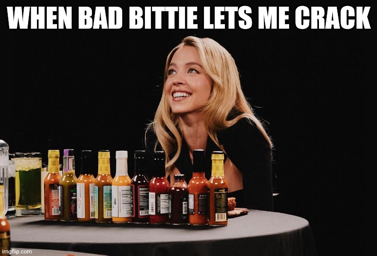 Sydney Sweeney | WHEN BAD BITTIE LETS ME CRACK | image tagged in sydney sweeney | made w/ Imgflip meme maker