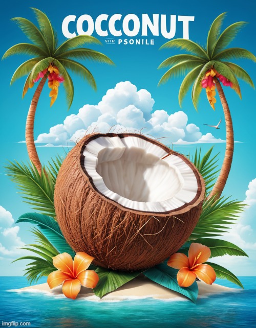 coconut | image tagged in coconut,tree,poster,coco,beach | made w/ Imgflip meme maker