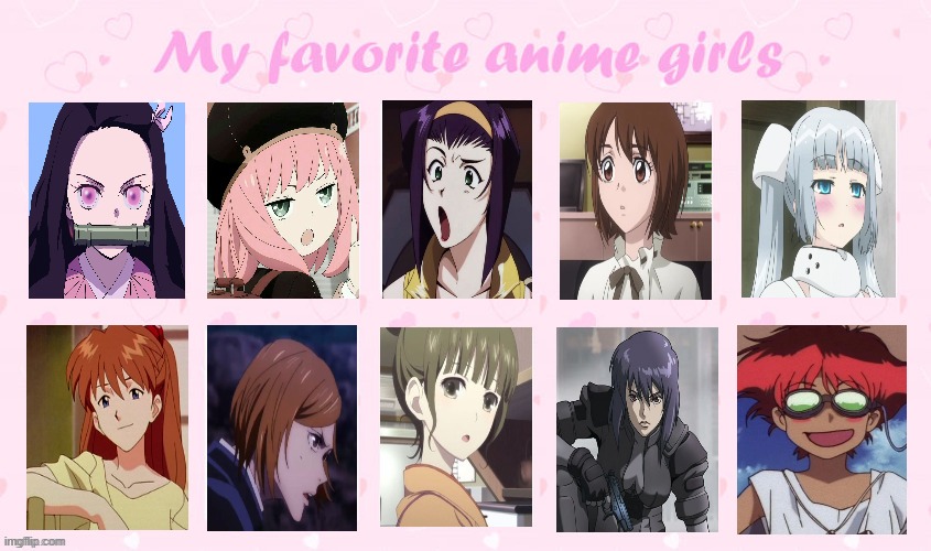 my favorite anime girls | image tagged in my favorite anime girls,anime,cowboy bebop,redheads,teenagers,favorites | made w/ Imgflip meme maker