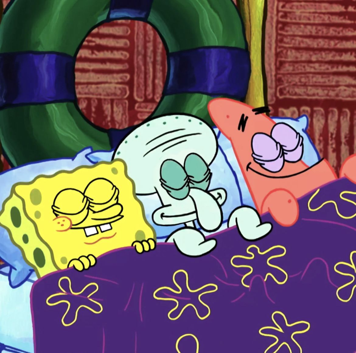 spongebob and the gang sleeping peacefully Blank Meme Template