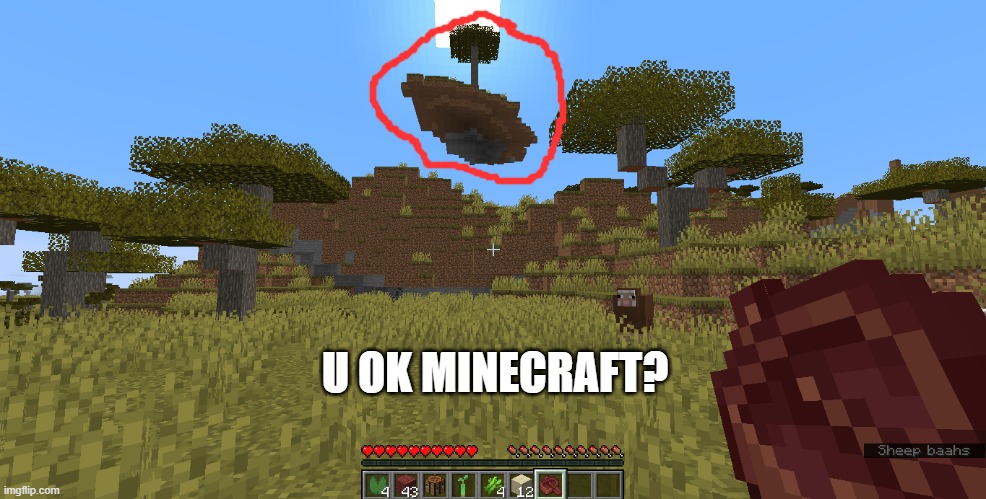 idk what to put for a title | U OK MINECRAFT? | image tagged in minecraft,weird,float,wut | made w/ Imgflip meme maker