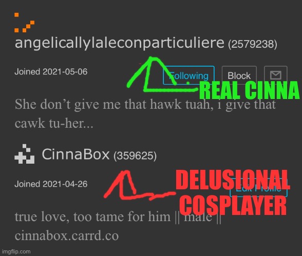 REAL CINNA DELUSIONAL COSPLAYER | made w/ Imgflip meme maker