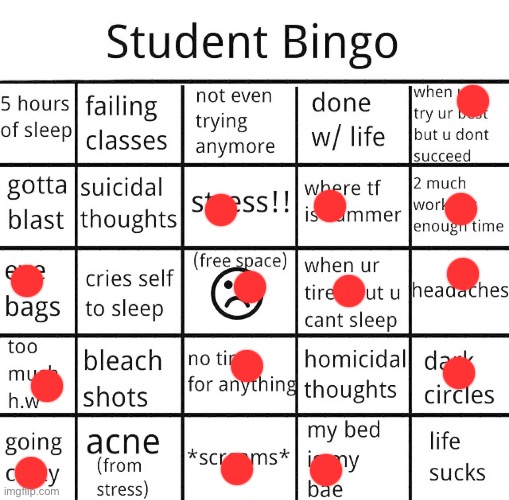 student bingo | image tagged in student bingo | made w/ Imgflip meme maker