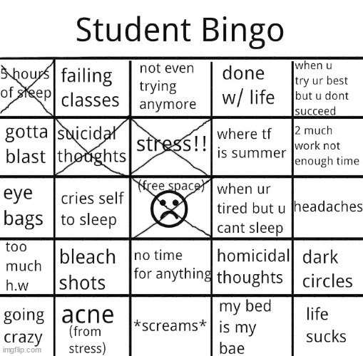 lmfao this shits depressing asf | image tagged in student bingo | made w/ Imgflip meme maker