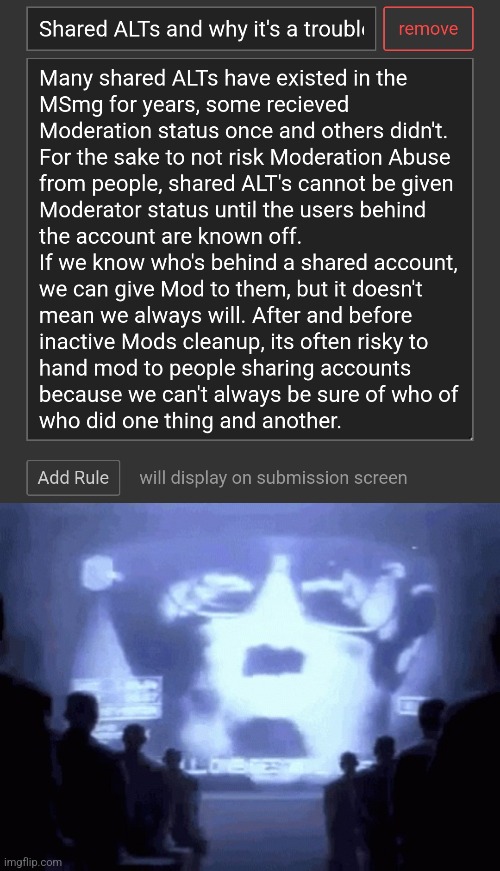 tbf its a good rule but its common sense so no need for it | image tagged in 1984 gif | made w/ Imgflip meme maker