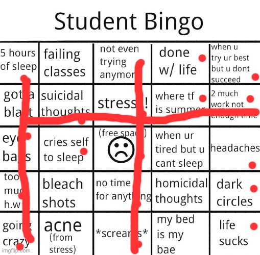 student bingo | image tagged in student bingo | made w/ Imgflip meme maker