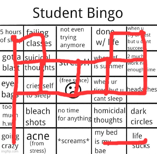 student bingo | image tagged in student bingo | made w/ Imgflip meme maker