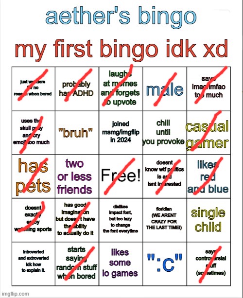 Aether's Bingo | image tagged in aether's bingo | made w/ Imgflip meme maker