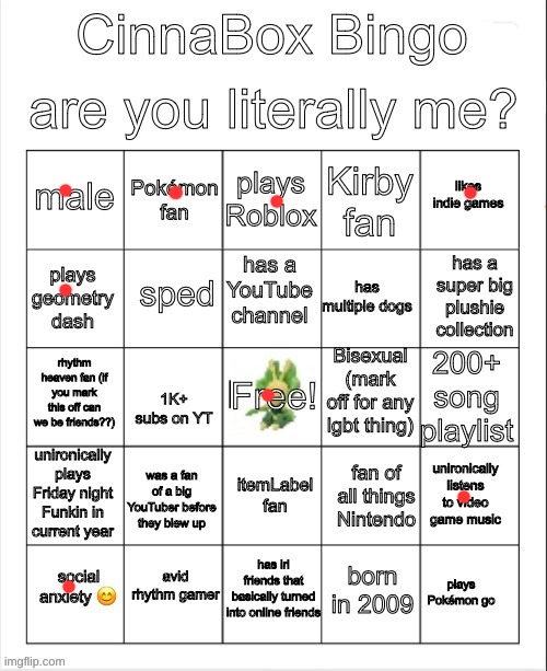 CinnaBox Bingo | image tagged in cinnabox bingo | made w/ Imgflip meme maker