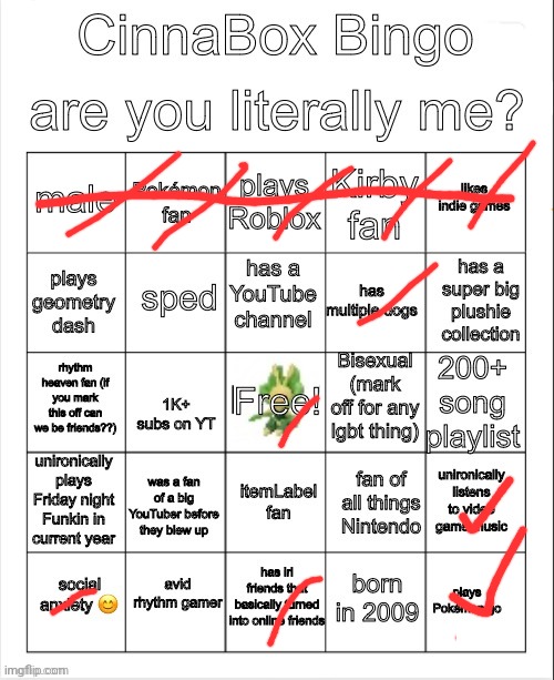 First bingo where I actually got a bingo | image tagged in cinnabox bingo | made w/ Imgflip meme maker