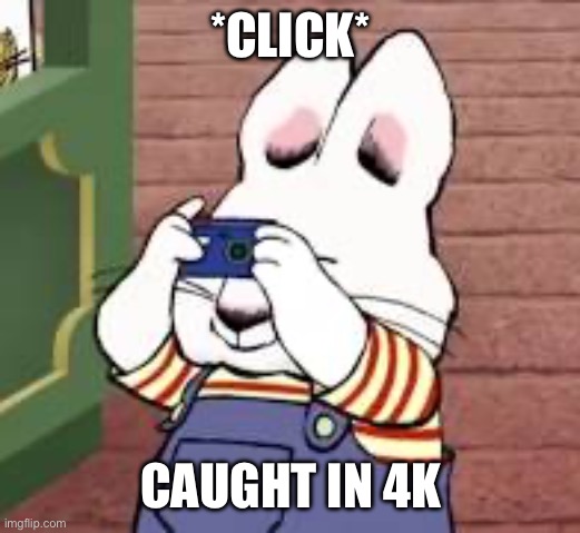 Max Caught You in 4k Doing Something Suspicious | *CLICK*; CAUGHT IN 4K | image tagged in caught in 4k,cartoon | made w/ Imgflip meme maker