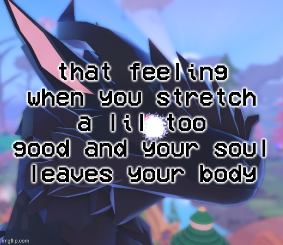 a | that feeling when you stretch a lil too good and your soul leaves your body | image tagged in i stared into the void and it stared back | made w/ Imgflip meme maker