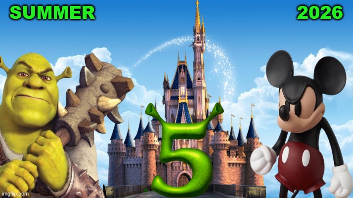 Shrek vs Mickey Mouse meme | SUMMER                                   2026 | image tagged in memes,shrek for five minutes,mickey mouse | made w/ Imgflip meme maker