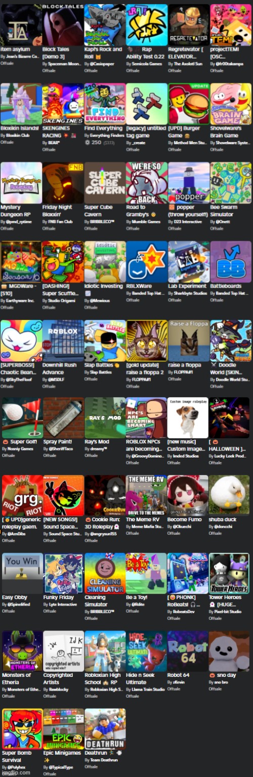 rate the roblox favorites | made w/ Imgflip meme maker