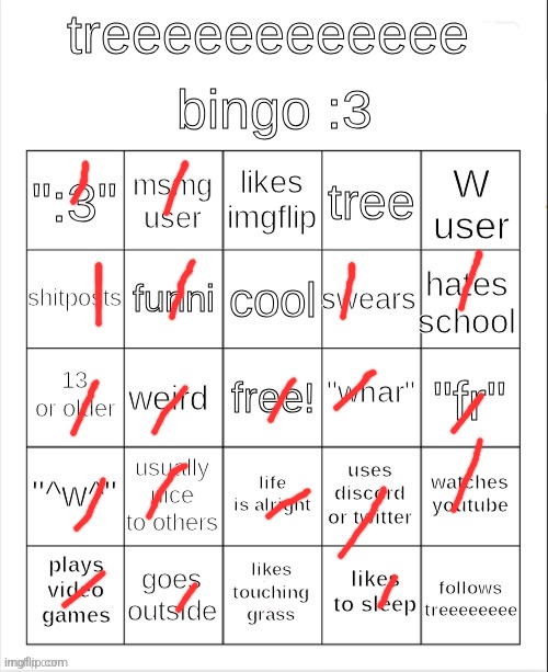 treeeeeeeeee bingo :3 | image tagged in treeeeeeeeee bingo 3 | made w/ Imgflip meme maker