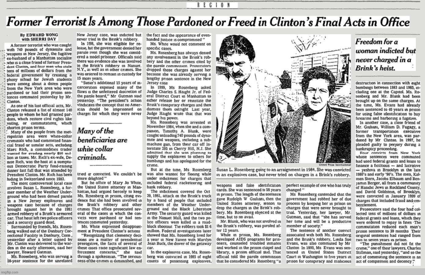 Bill Clinton Pardoned 1983 U.S. Capitol Bombers at the Request of Jerry Nadler in 2001 | image tagged in bill clinton,liberal hypocrisy,clinton crime family,susan rosenberg,criminal minds,jerry nadler | made w/ Imgflip meme maker