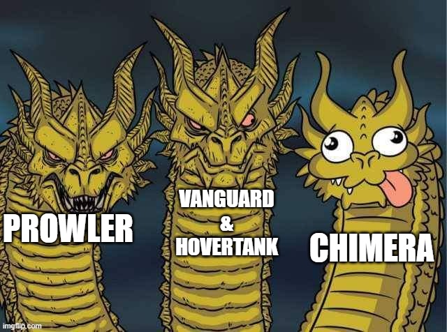 Hydra | VANGUARD
&
HOVERTANK; CHIMERA; PROWLER | image tagged in hydra | made w/ Imgflip meme maker