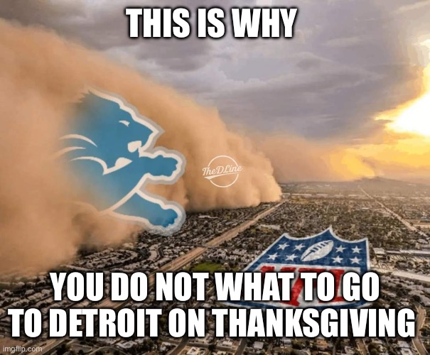 Detroit lions | THIS IS WHY; YOU DO NOT WHAT TO GO TO DETROIT ON THANKSGIVING | image tagged in detroit lions | made w/ Imgflip meme maker