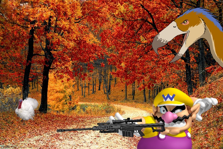 Wario dies by a terror bird while hunting for turkey on Thanksgiving.mp3 | made w/ Imgflip meme maker