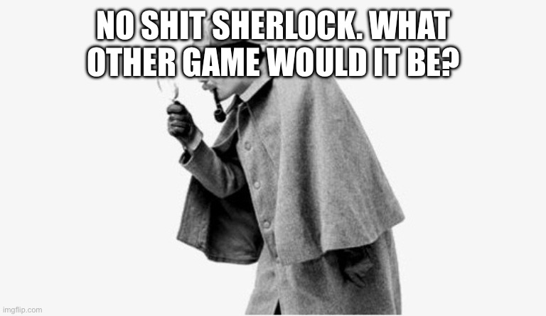 no shit sherlock  | NO SHIT SHERLOCK. WHAT OTHER GAME WOULD IT BE? | image tagged in no shit sherlock | made w/ Imgflip meme maker