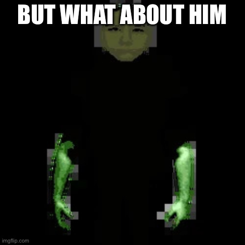 Garn47 (V2) | BUT WHAT ABOUT HIM | image tagged in garn47 v2 | made w/ Imgflip meme maker