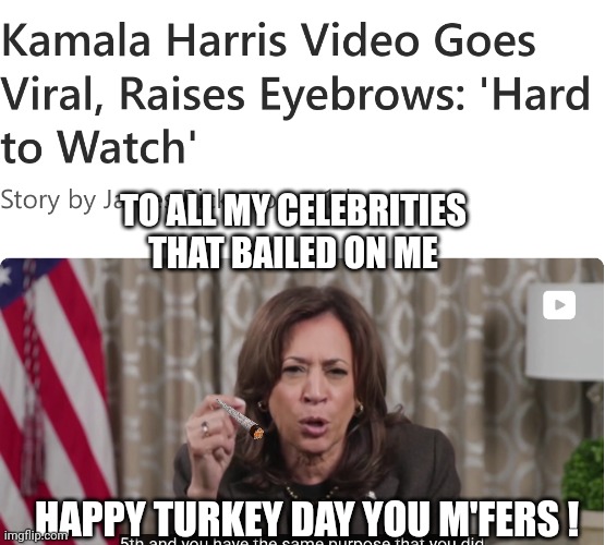 Pass the double - I'm done | TO ALL MY CELEBRITIES THAT BAILED ON ME; HAPPY TURKEY DAY YOU M'FERS ! | image tagged in leftists,hollywood,liberals,democrats | made w/ Imgflip meme maker