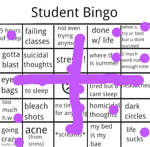 student bingo | image tagged in student bingo | made w/ Imgflip meme maker