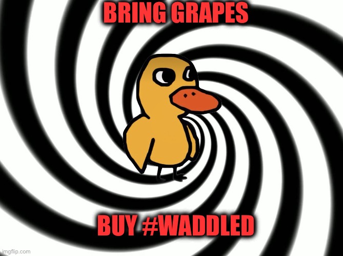 Waddled | BRING GRAPES; BUY #WADDLED | image tagged in hypnotize meme template | made w/ Imgflip meme maker