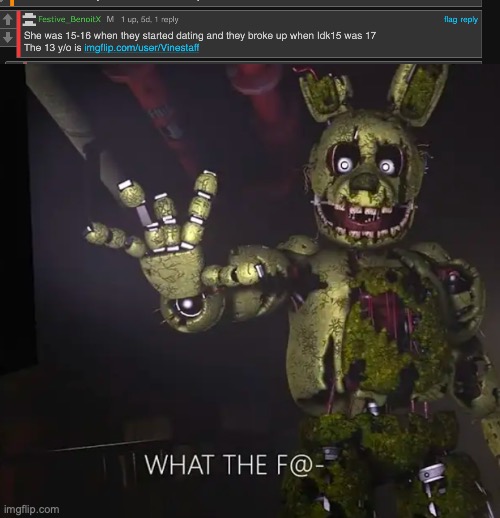 image tagged in springtrap wtf | made w/ Imgflip meme maker